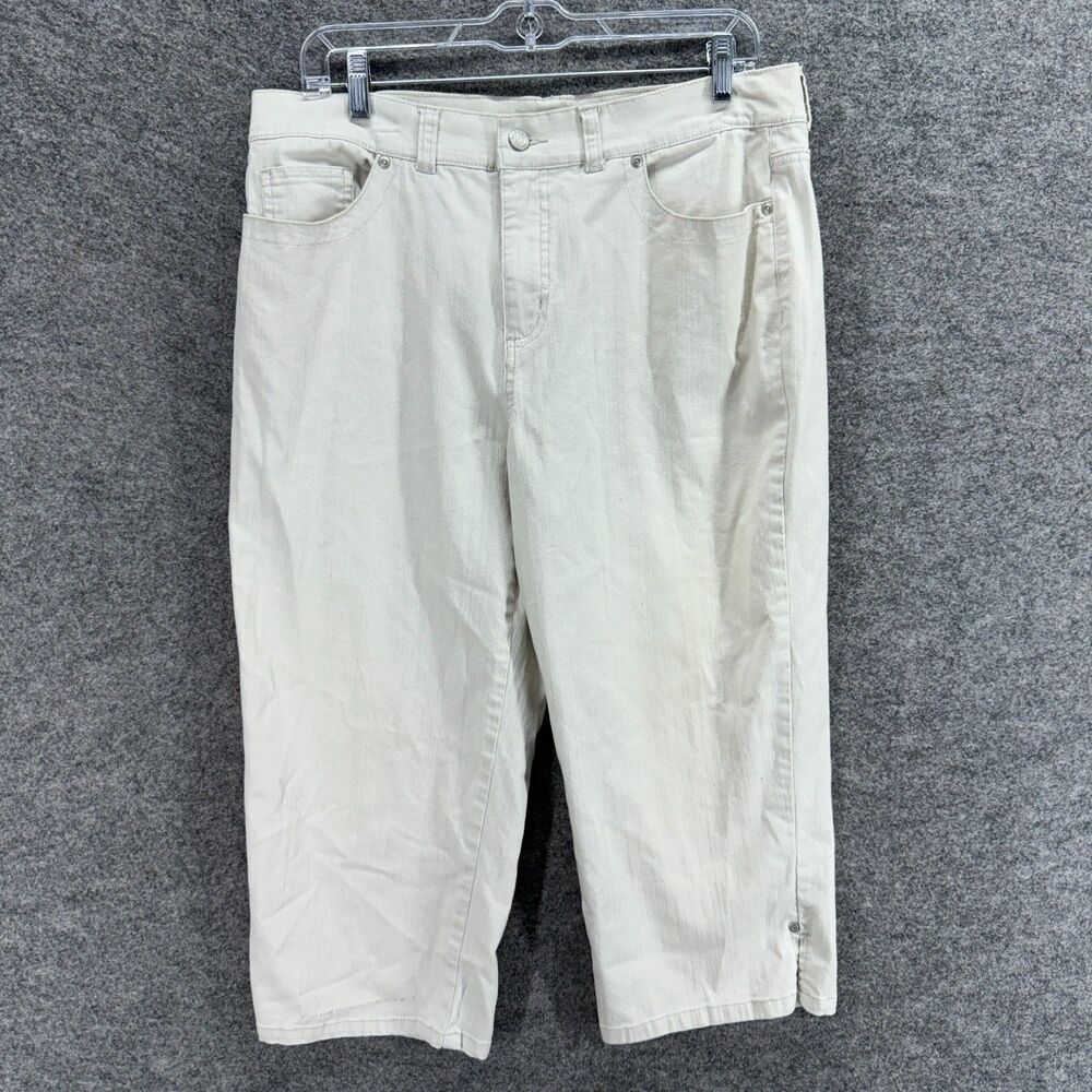 Sonoma Cropped Jeans Women 14 Beige Denim Light Wash High Rise Pockets Casual